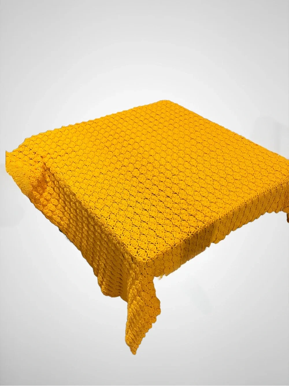 Handmade Yellow Crochet Throw Blanket - Cozy Home Accent